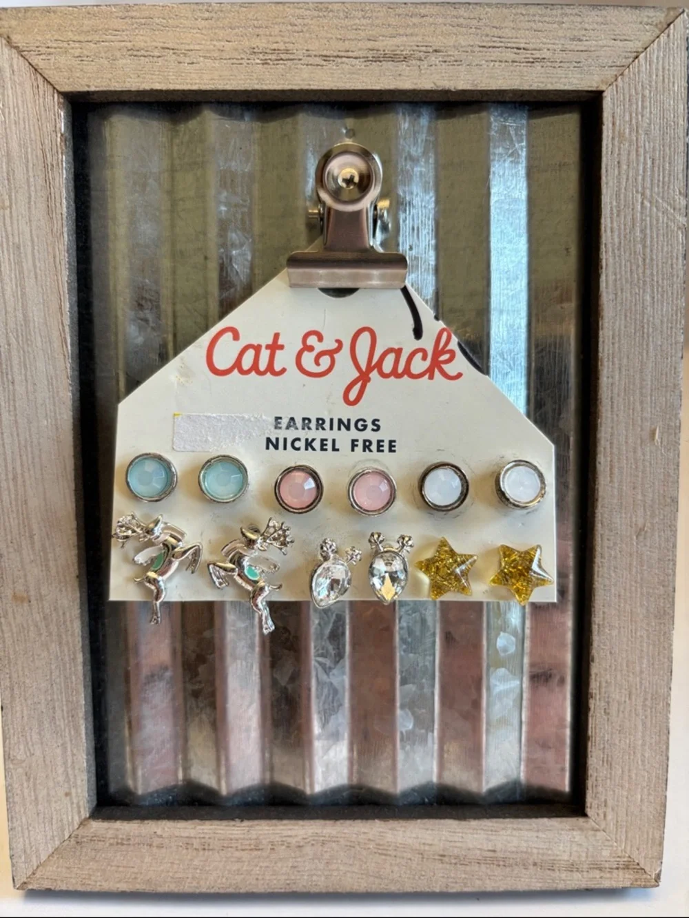 💕5/25💕Cat & Jack Mint, Pink, White and Gold Stud Earring Set of 6